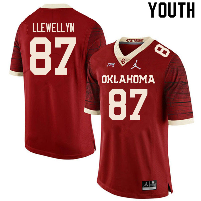 Youth #87 Jason Llewellyn Oklahoma Sooners College Football Jerseys Sale-Retro